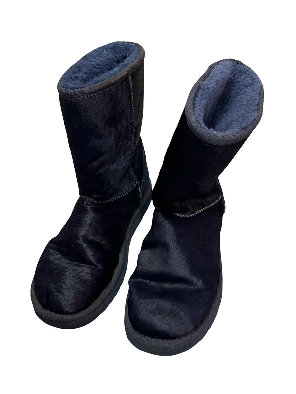 Ugg Calf Hair Half-Boots Size 6.5 Classic Style Navy Blue Limited Edition Cozy